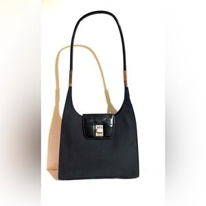 Stuart Weitzman vintage black trapezz slim shoulder handbag